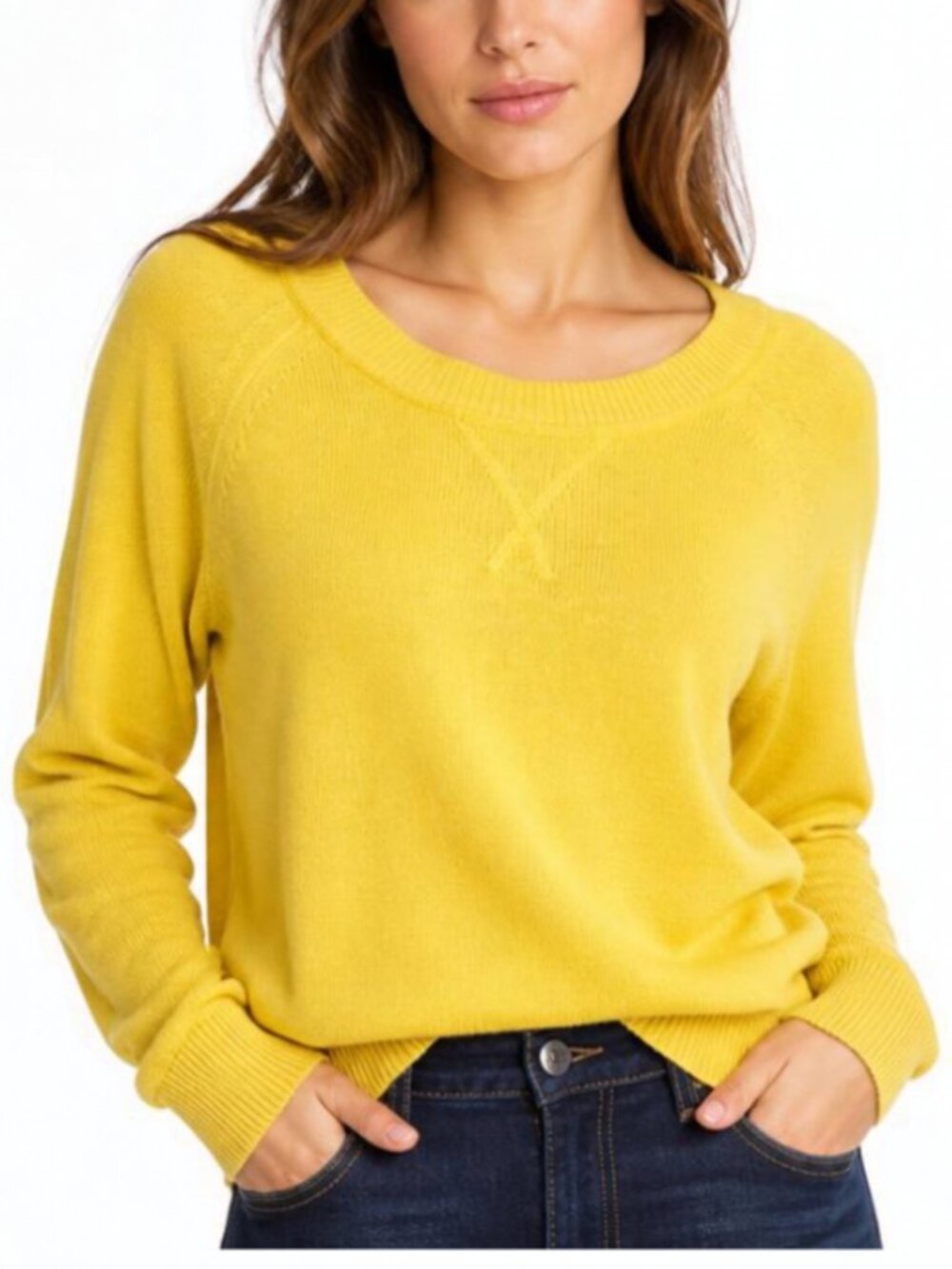 Yellow Fine Knit Wool mix Sweater L-XL